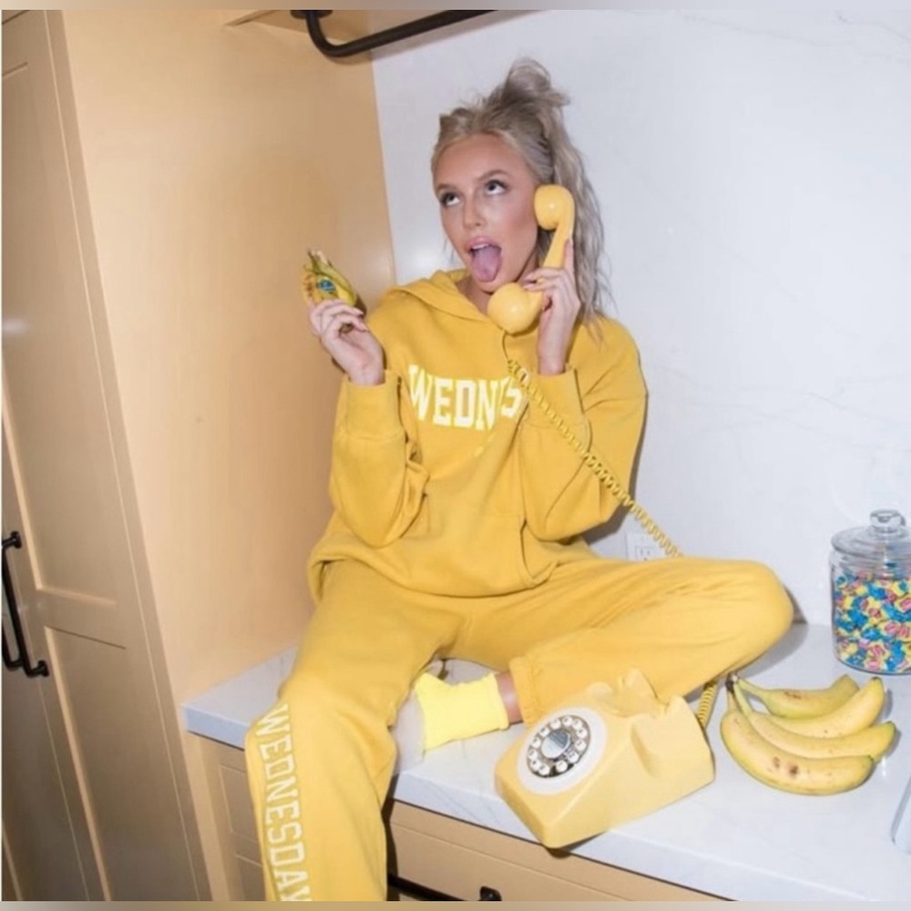 Yellow 'Wednesday' Hoodie and Sweatpants Set